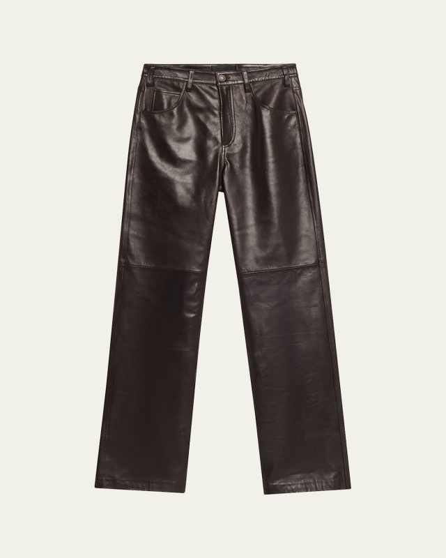 Joan Leather Straight-Leg Pants